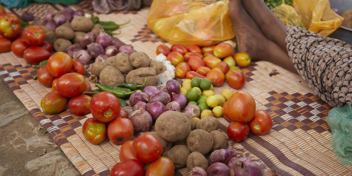 Vegetables on sale at Millenium camp in Ehtiopia. Simon Burch/Oxfam